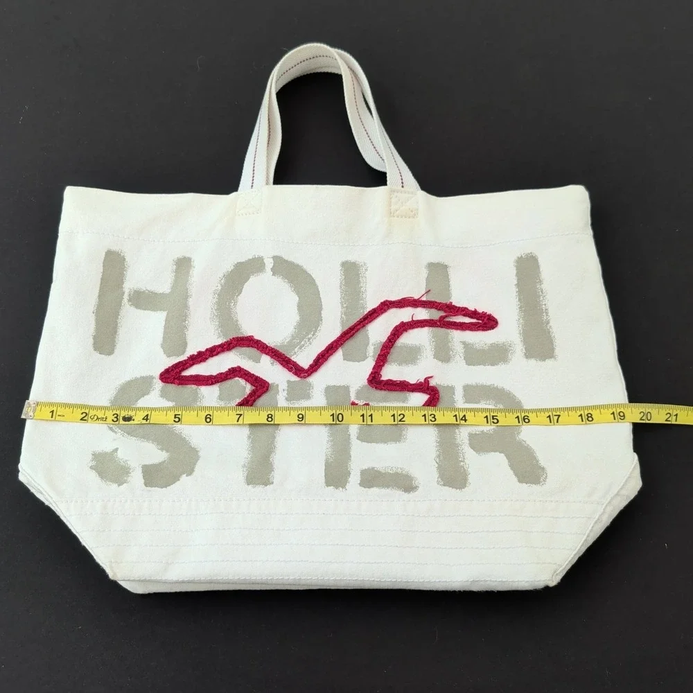 Y2K Hollister Canvas‎ Tote Bag Embroidered Beach Maroon White